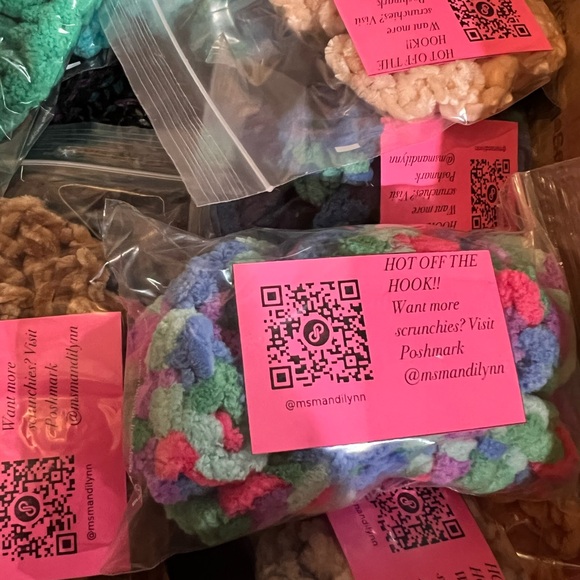 Wholesale 10 Oversized Scrunchies Hair Ties Crochet Handmade Mystery Colors - Picture 3 of 16